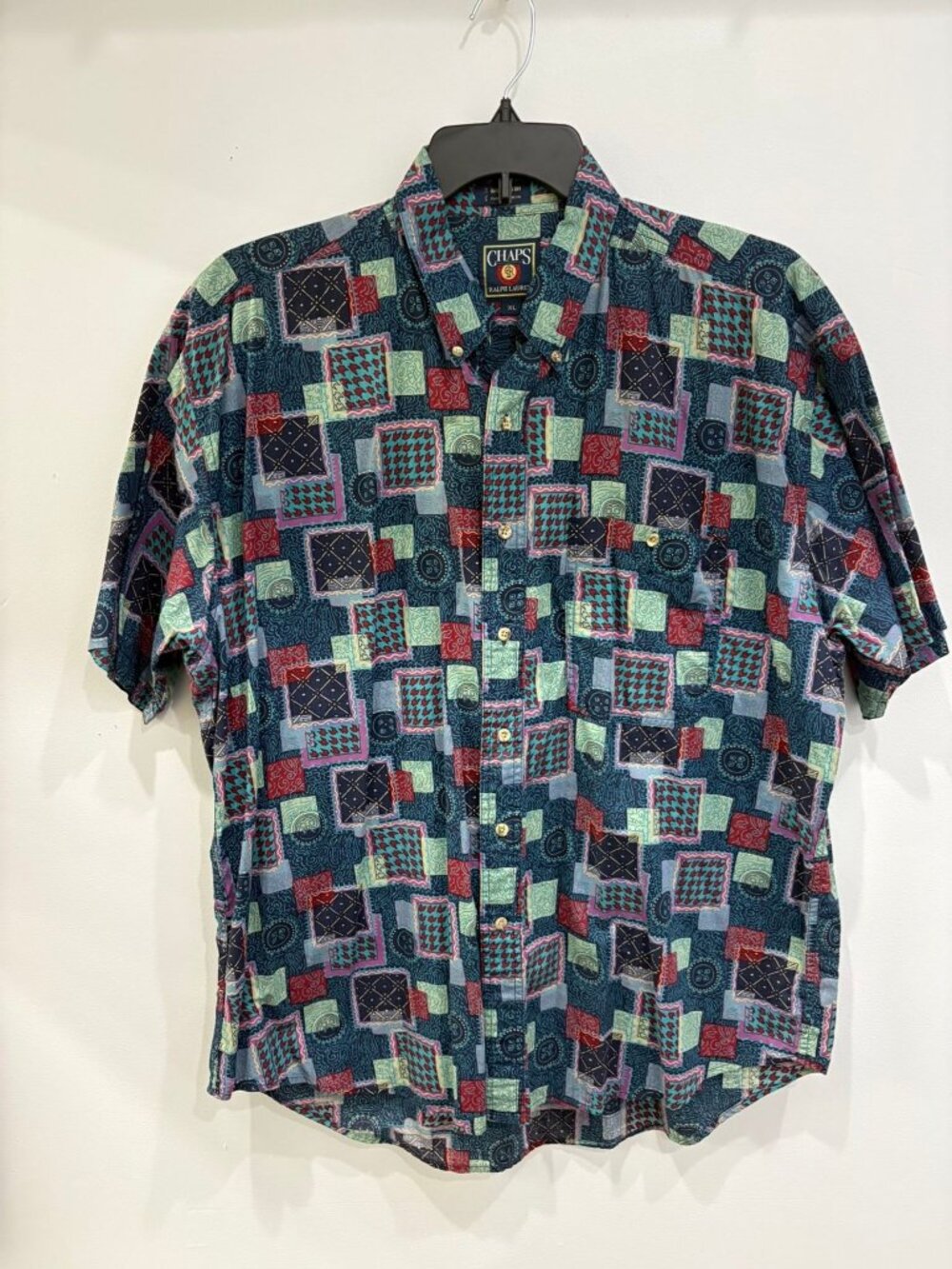 Vintage Chaps Ralph Lauren Multicolor Cotton Short Sleeve Button Down Shirt XL